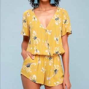 O’Neill Charlene Golden Yellow Floral Print Romper